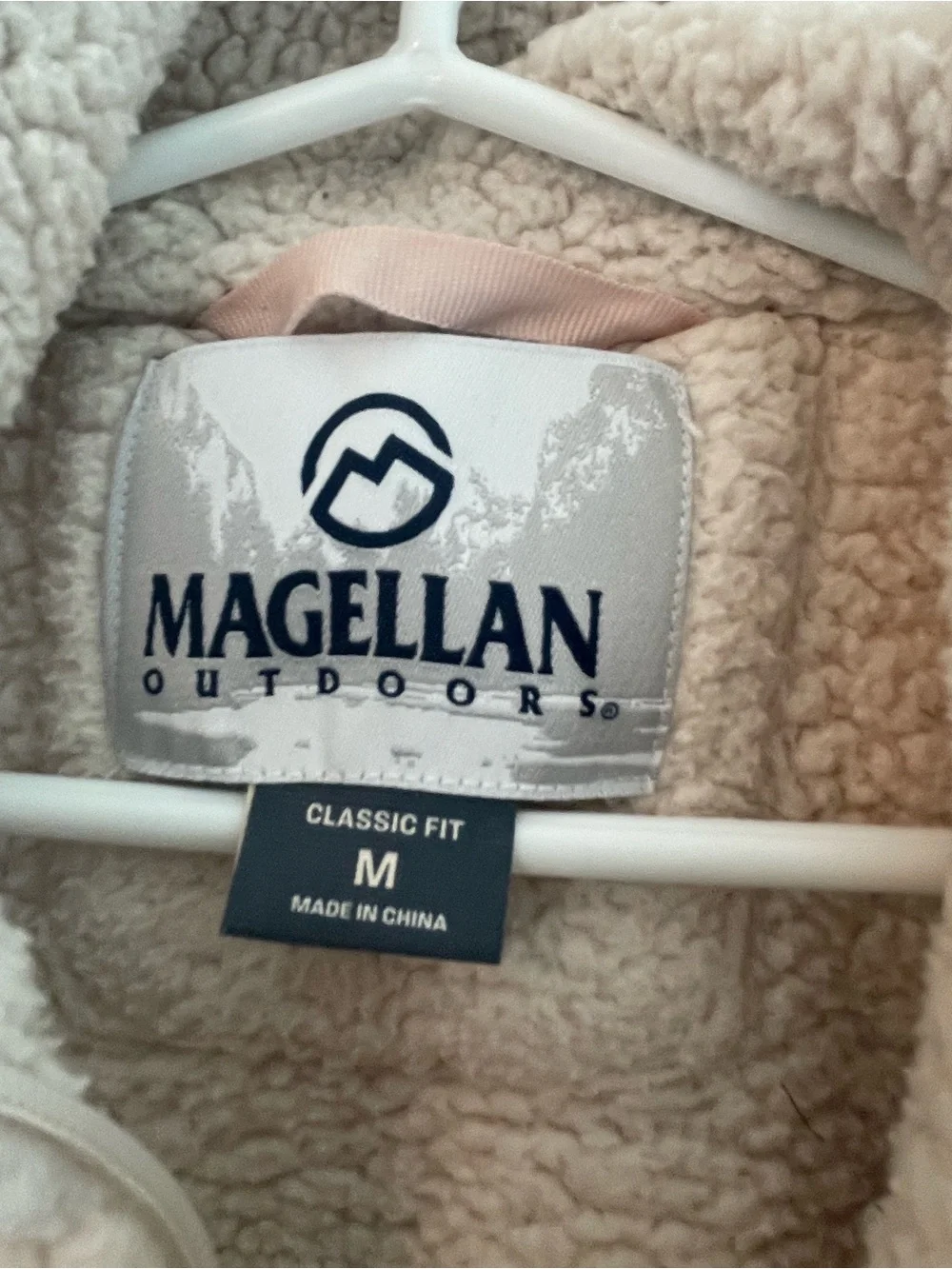 Magellan Outdoors Kids Cream Sherpa Jacket with Pink Trim